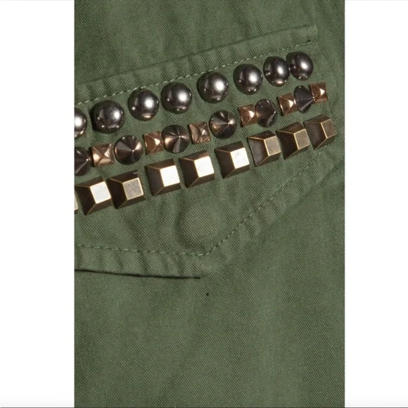 BB Dakota Tawny Stud Trim Olive Green Army Utility Cargo Jacket Military - Picture 14 of 16